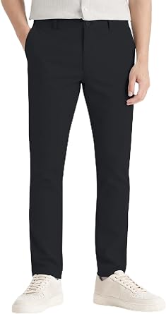 بنطلون تشينو رجالي من WESTACE بقصّة Slim Fit كاجوال كلاسيكي مسطح من الأمام مطاطي مرن من القطن بنطلون تشينو كاكي بمقاسات 30W-40W