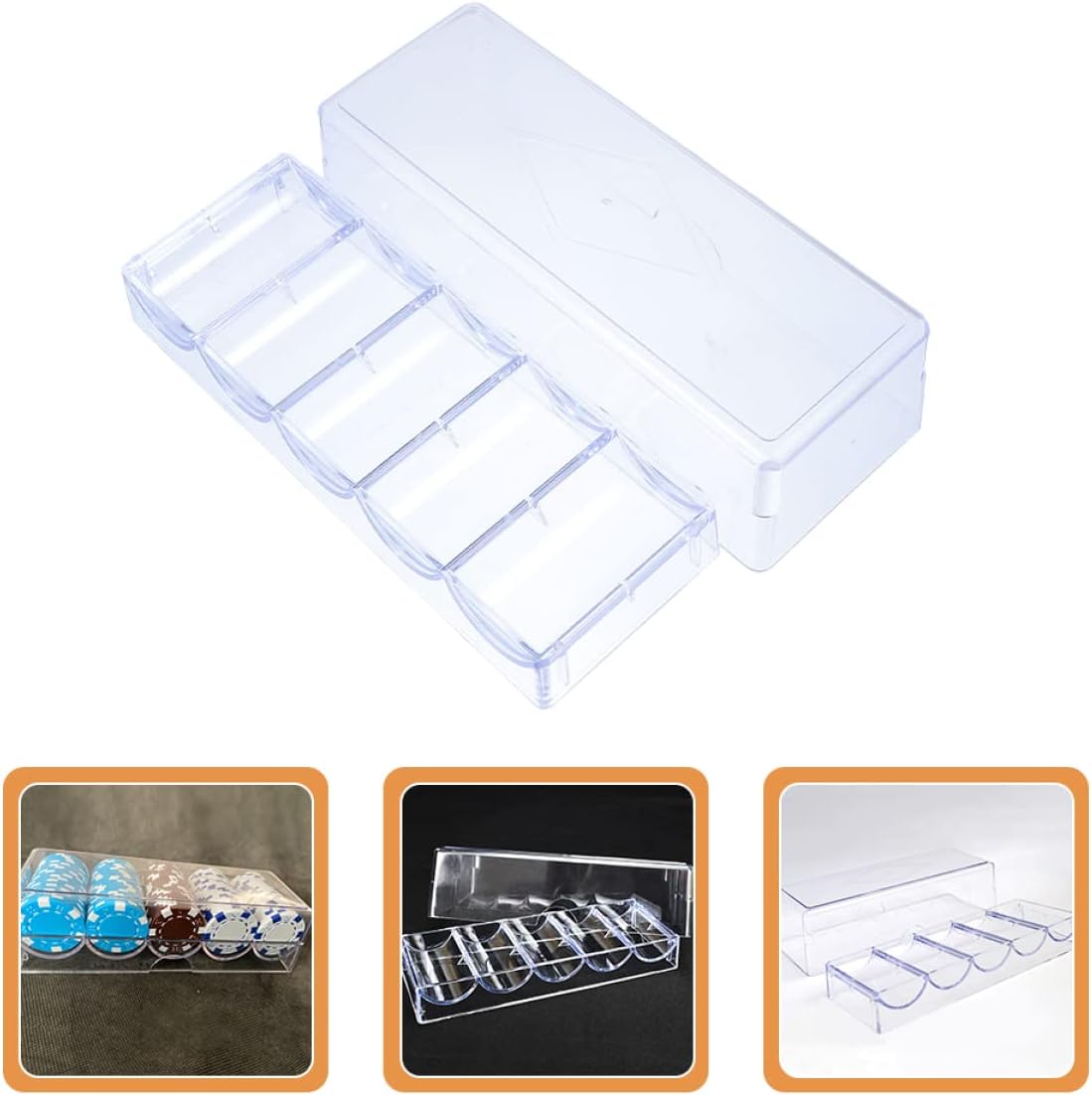 100pieces Multi-Function Transparent Chip Holder Case for Poker Chips Portable Storage Box with Organized Design for Easy Access for Home and Game