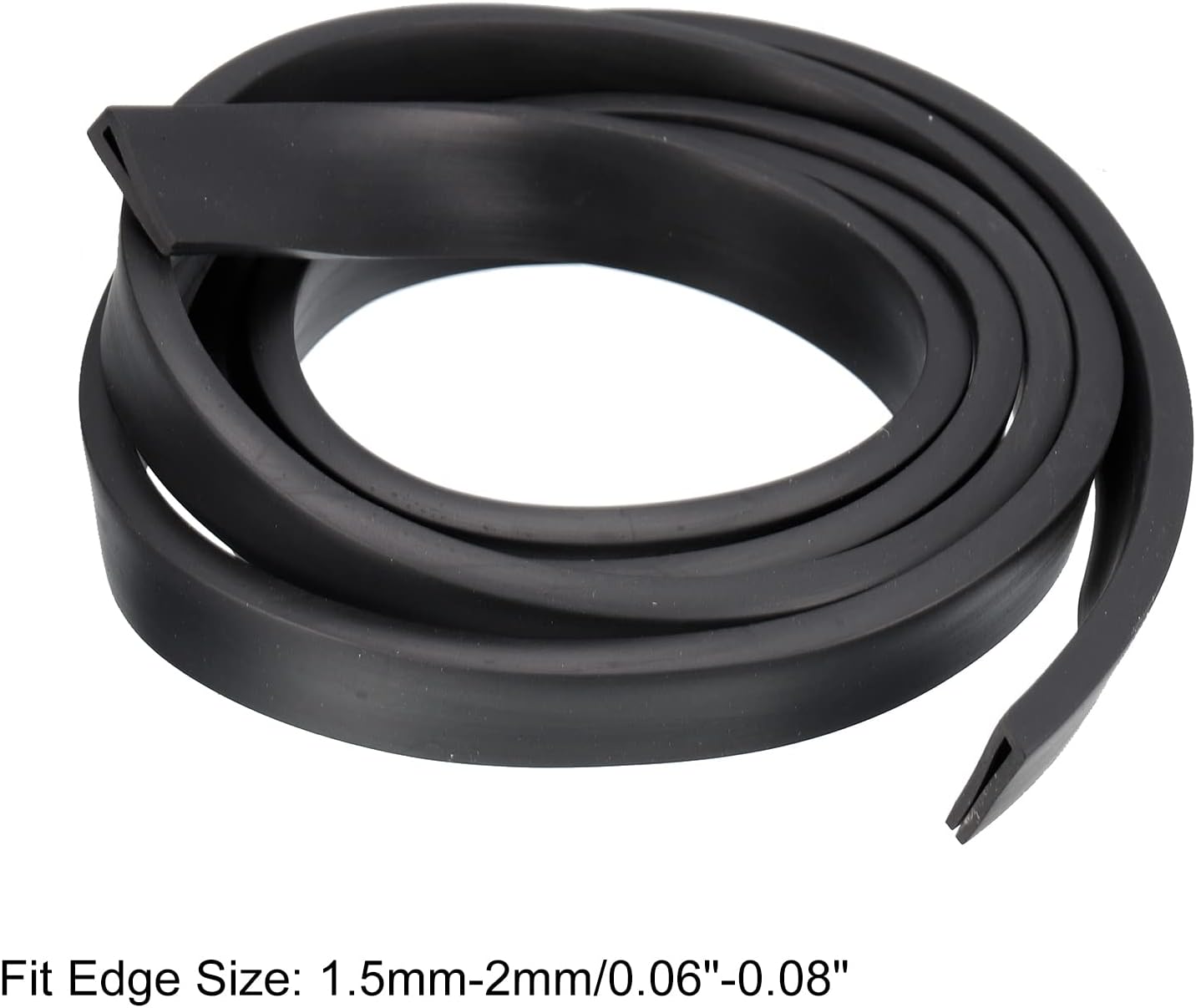 uxcell U Channel Edge Trim, 4.9ft Length Rubber Guard Seal Strip Edge Protector Flat Fit for 1.5-2mm Edge, (15/64" W x 25/32" H) Black