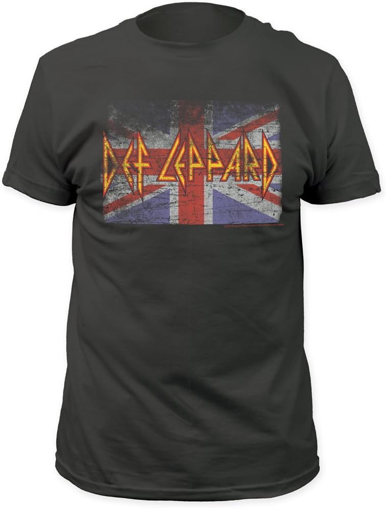 Def Leppard Union Jack Fitted Jersey tee Charcoal X-Large