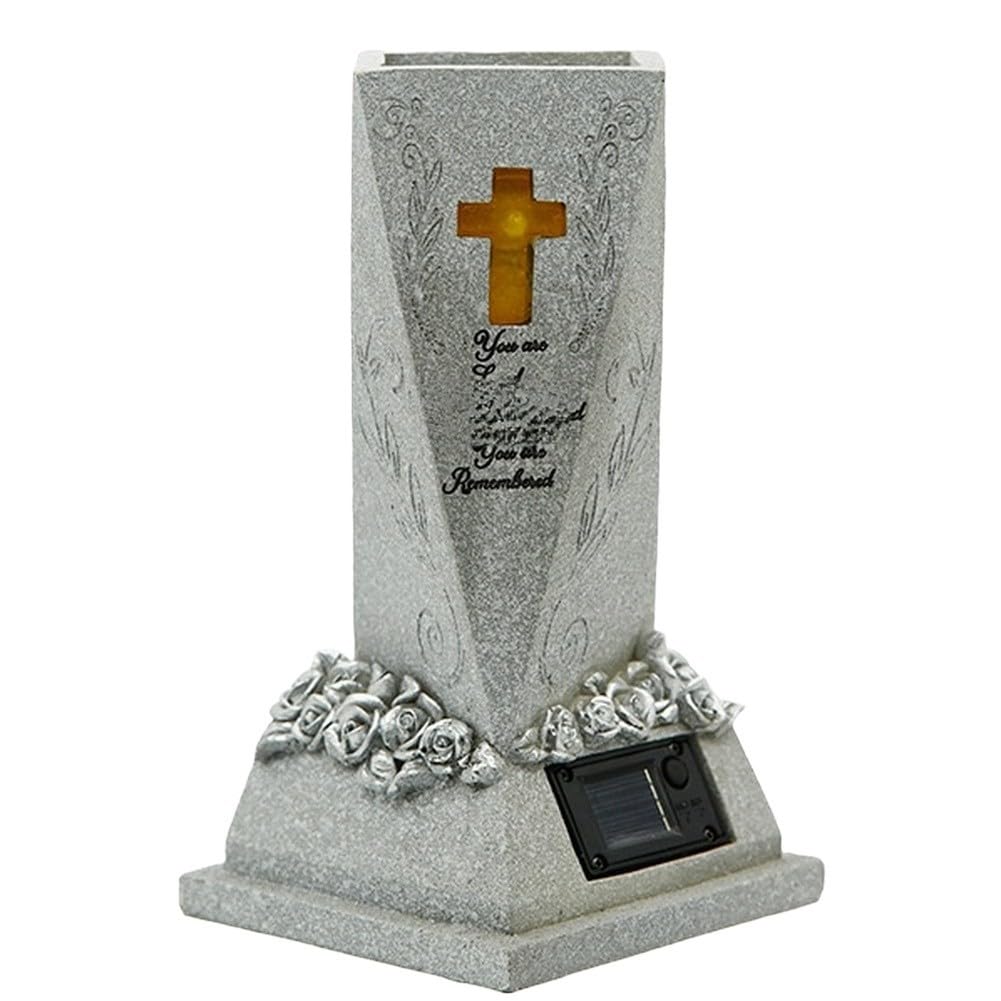 Jarrón de resina gris con ángel en relieve de 76x48x53 cm y kit de jardinería