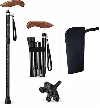 Carbon Fiber Folding Walking Cane, 11.9 oz, Adjustable Height
