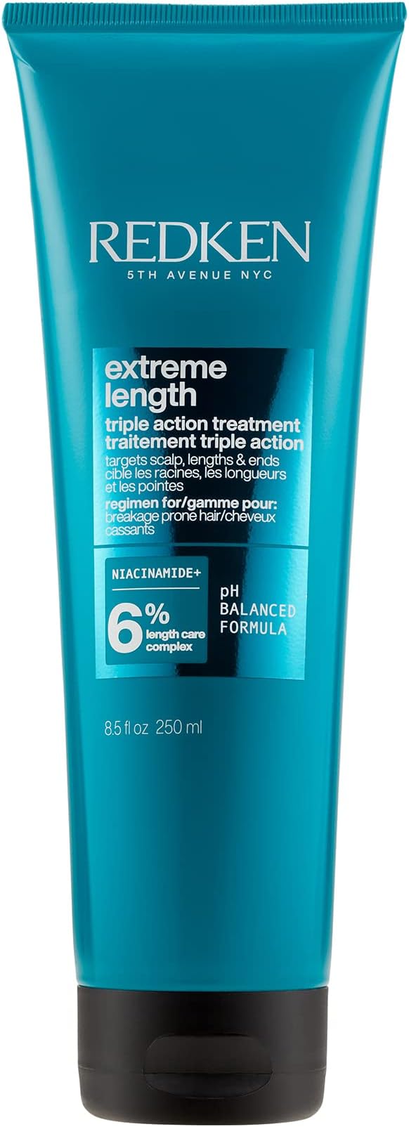 Redken Extreme Length Treatment Mask | Rinse-Out Hair Mask with Biotin & Castor Oil | For Hair Growth | 8.5 Fl Oz