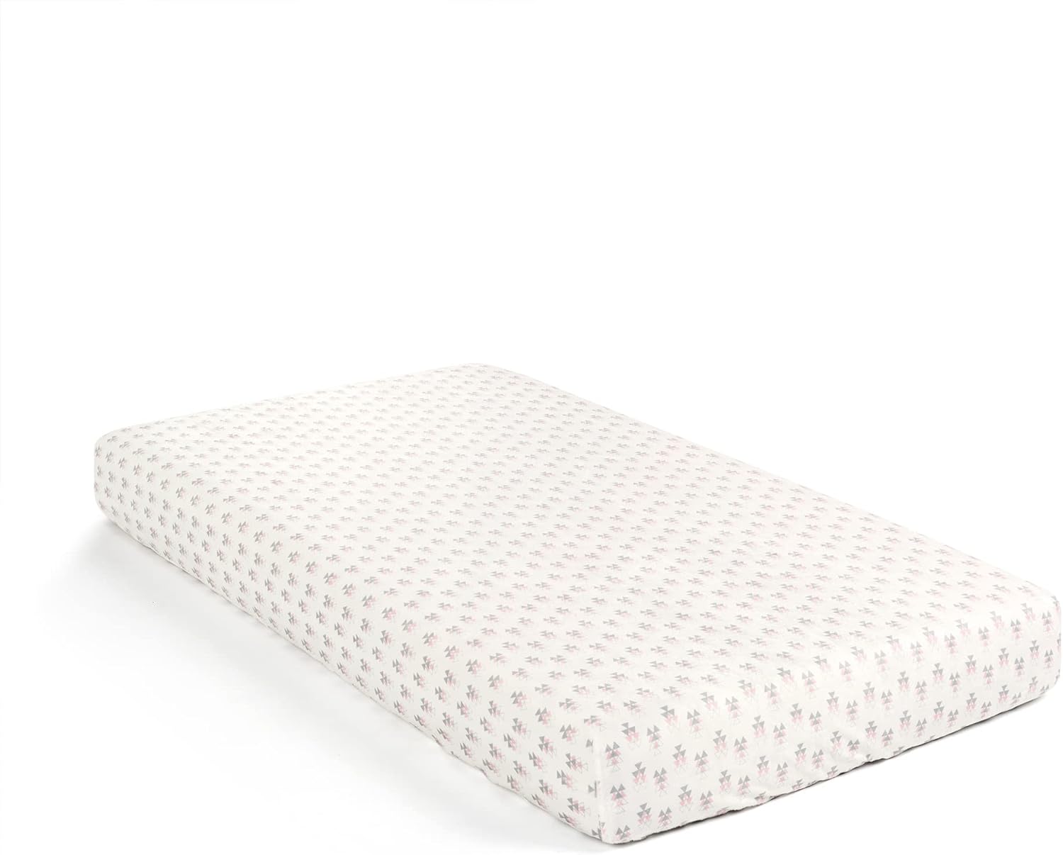 Lush Decor Baby Elephant Stripe Geo Soft & Plush Fitted Crib Sheet, 52"x 28" x 9", Pink & Gray