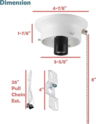 Miniatura 8 de Aspen Creative 22101-01-1 - Kit de soporte de techo empotrado con interruptor de cadena de encendidoapagado en acabado negro mate de 3-58 pulgadas,