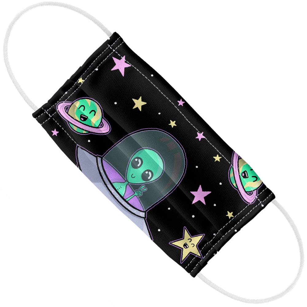 Alien Ufo 1-Ply Reusable Face Mask Covering with Adjustable Nose Wire, Unisex