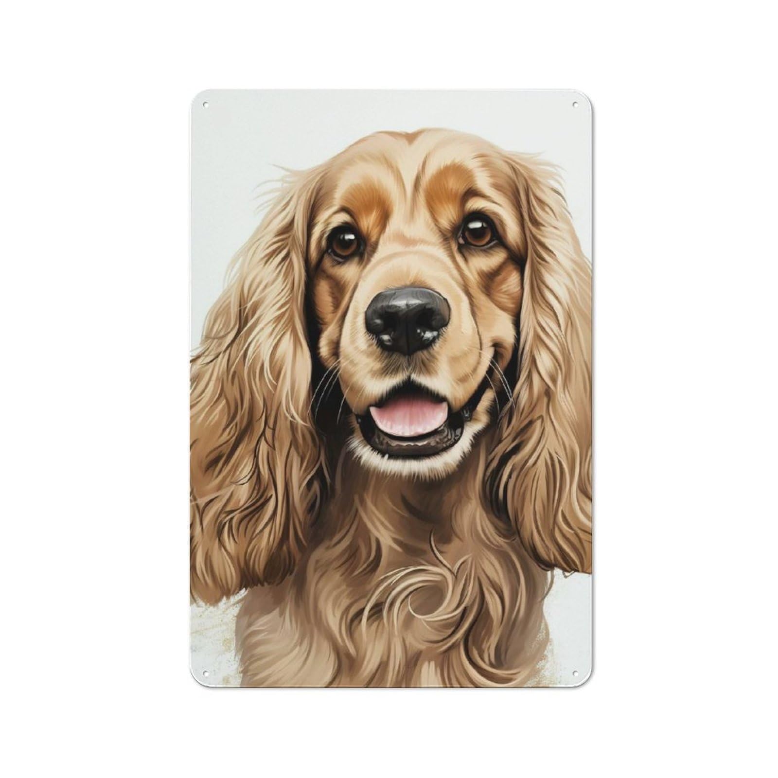 Junmoney Golden Cocker Spaniel Portrait Industrial Tin Wall Sign 30X20cm Featuring Urban Room Decor For Workspace, Cafe, Hallway Or Garage