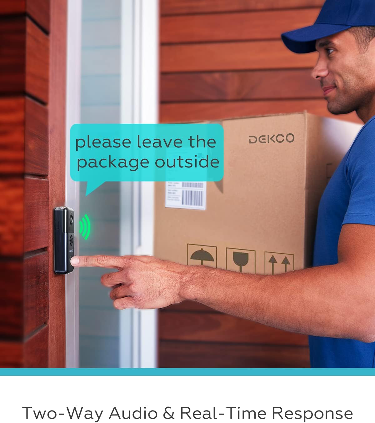 Split image showing day and night views from the doorbell