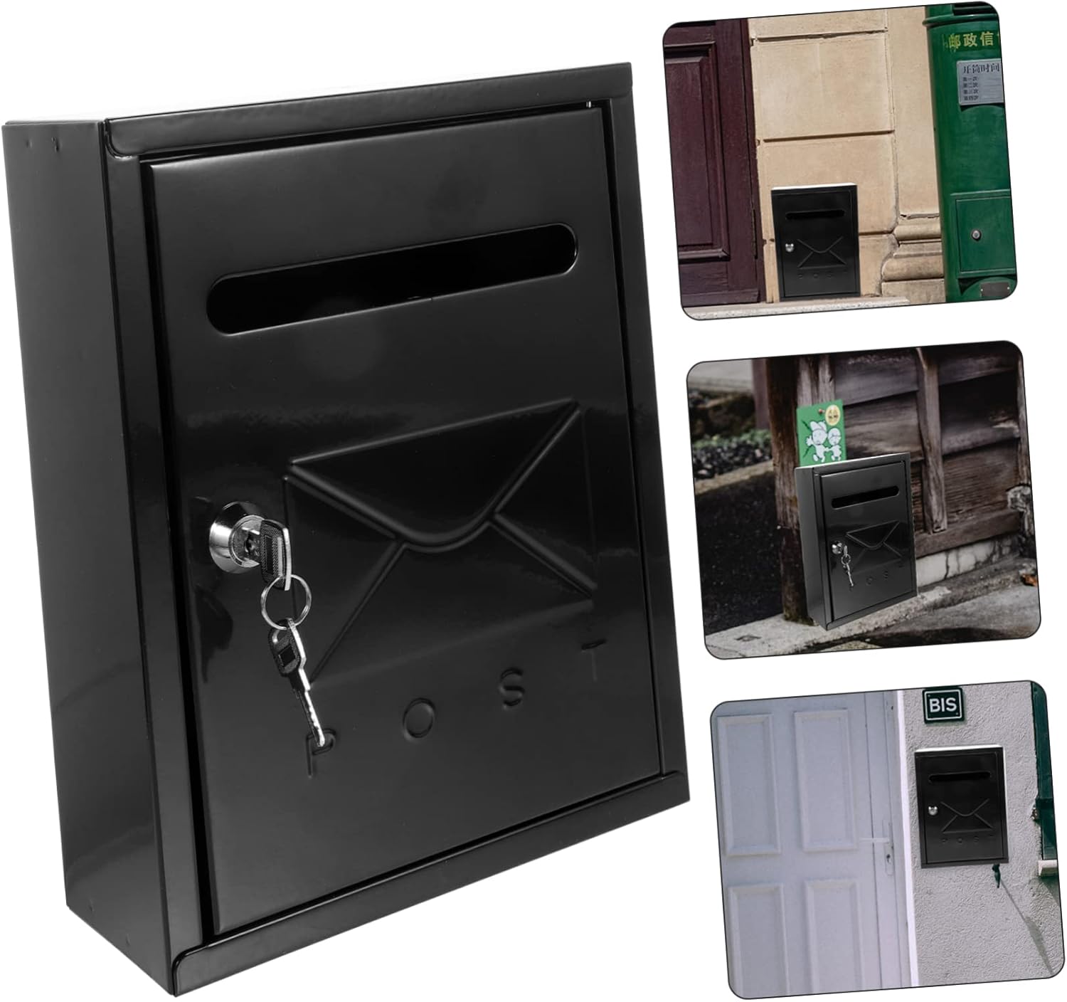 Vintage Wall-Mount Mailbox Lock Rustic Outdoor Letter Box for Garden Weatherproof Metal Mailbox for Home Use Capacity for Newspapers Envelopes