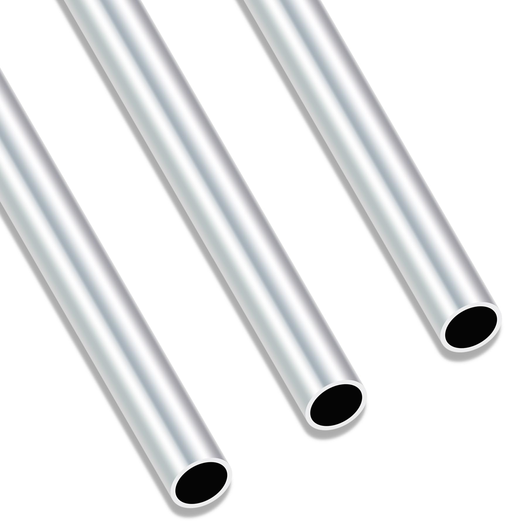 Imeistek Silver 6063 Aluminium Round Tube, 250Mm Length 14Mm Od 12Mm Id Seamless Straight Round Tubing For Industrial, Decorative, Architectural (3Pcs)