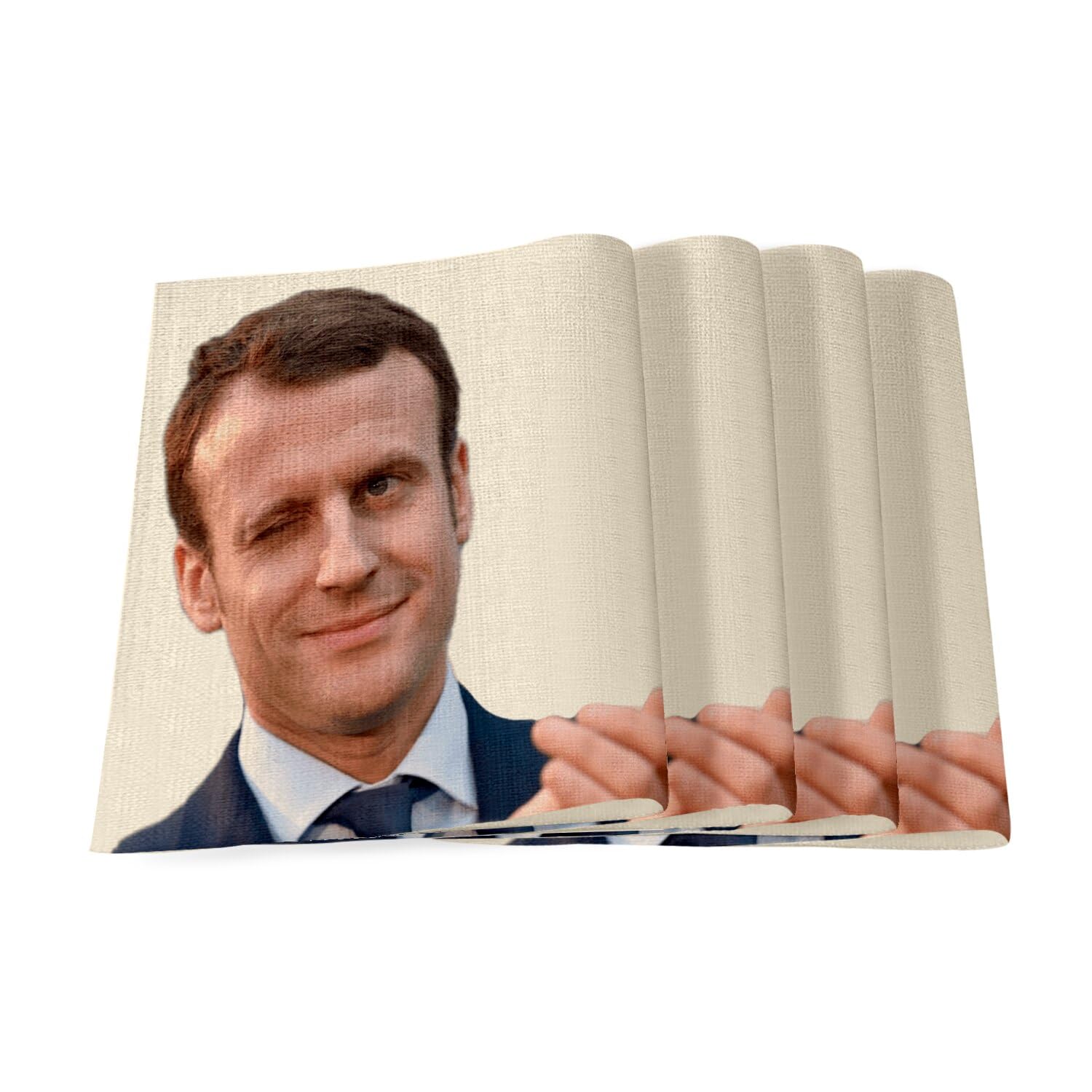 Lot de 4 sets de table en lin Macron grand format pour table a manger