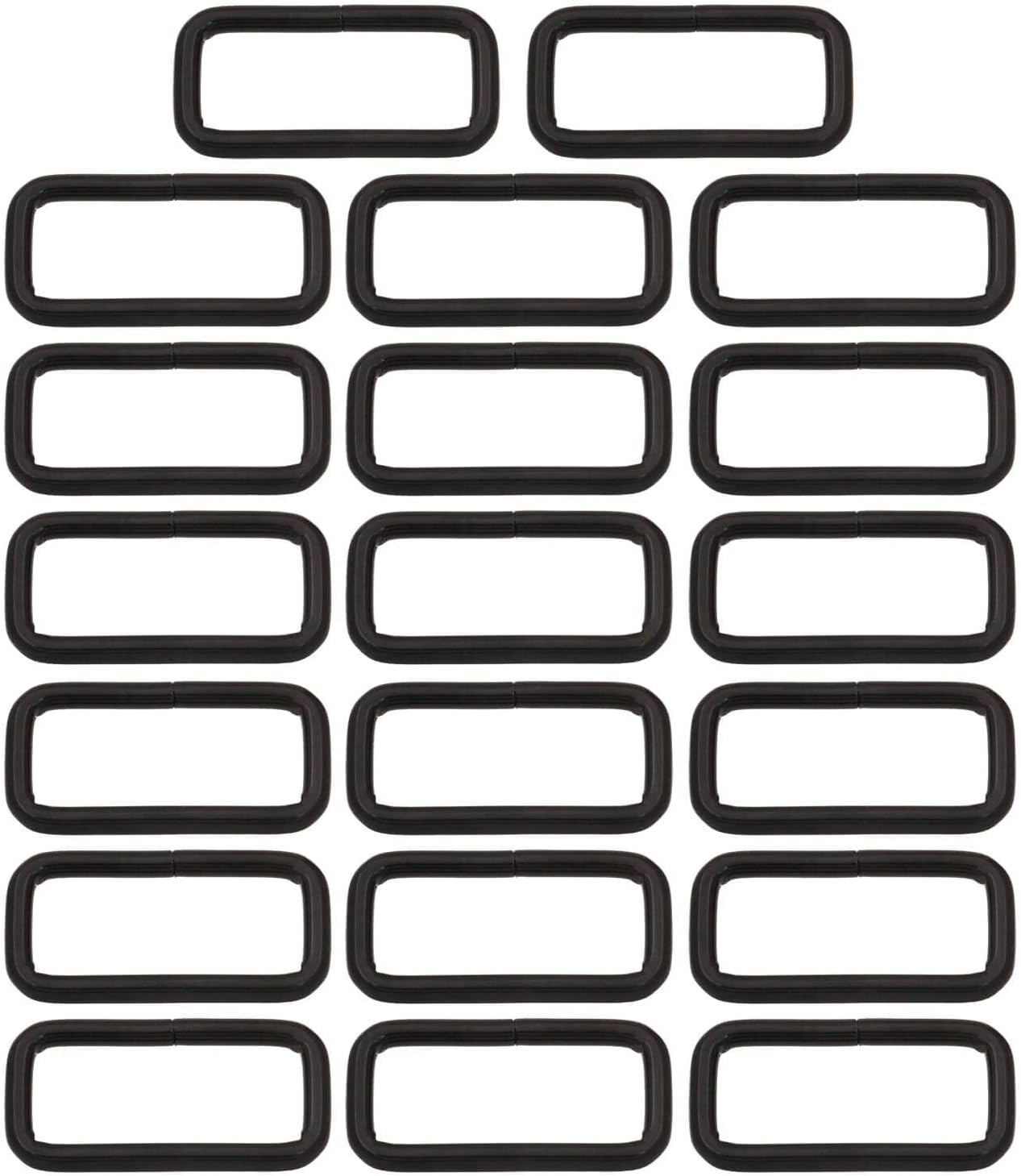 Metal Rectangle Ring Buckles Square Strap Webbing Belt Rings for Bag Purse Non Welded 1-1/2 x 9/16 Inch, Black