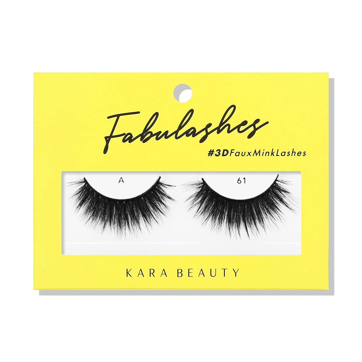 Kara BeautyFabulashes Bold 3D Faux Mink Strip Lashes – Thick Fake Eyelashes, Dramatic Lash Strips for Goth & Full Glam – Reusable Fluffy Falsies with Wispy Volume – Style A61
