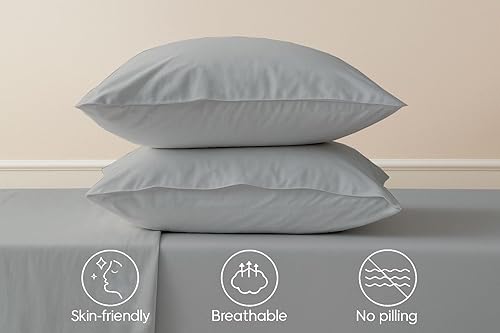 Miniatura 4 de Sábanas extra profundas, sábanas de algodón, 100% algodón, sábana bajera ajustable de 22 pulgadas con elástico en todo el contorno (juego de 4