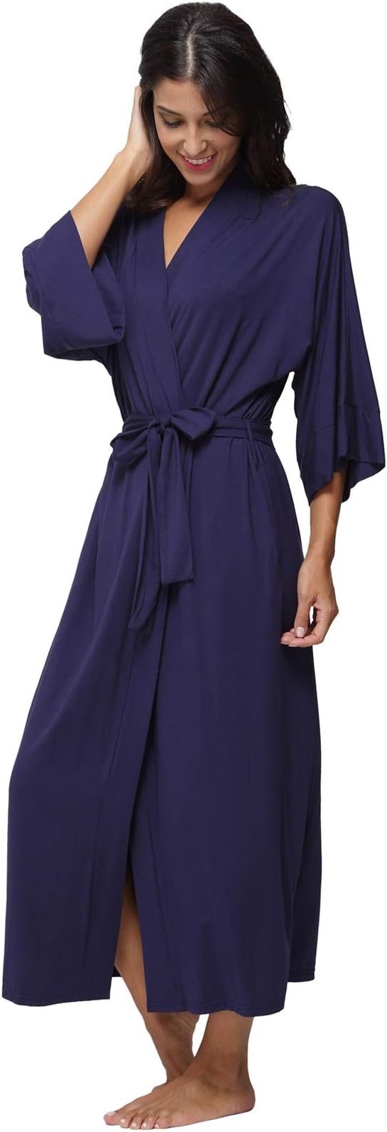 Women's Soft Robes Long Bath Robes Cotton Kimonos Sleepwear Dressing Gown,Solid Color