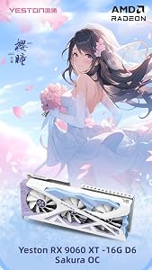 Yeston Sakura Radeon RX 9060 XT 16G GDDR6 128bit OC Gaming Desktop Computer Video Cards（ PCI-Express 5.0 x16，DP2.1a*2+HDMI2.1b*1）