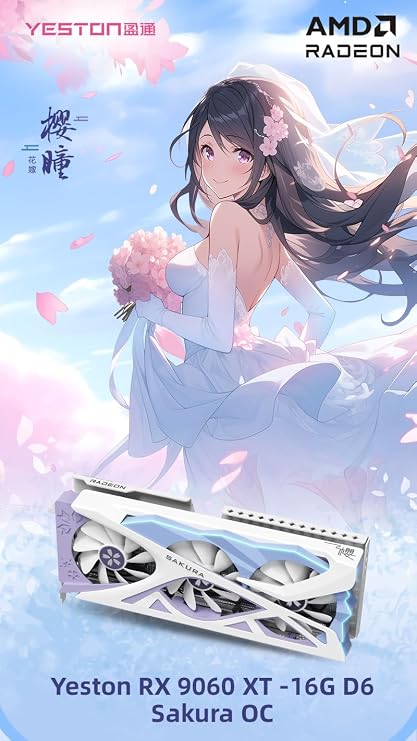 Yeston Sakura Radeon RX 9060 XT 16G GDDR6 128bit Video Cards Desktop Computer PC Graphics Card