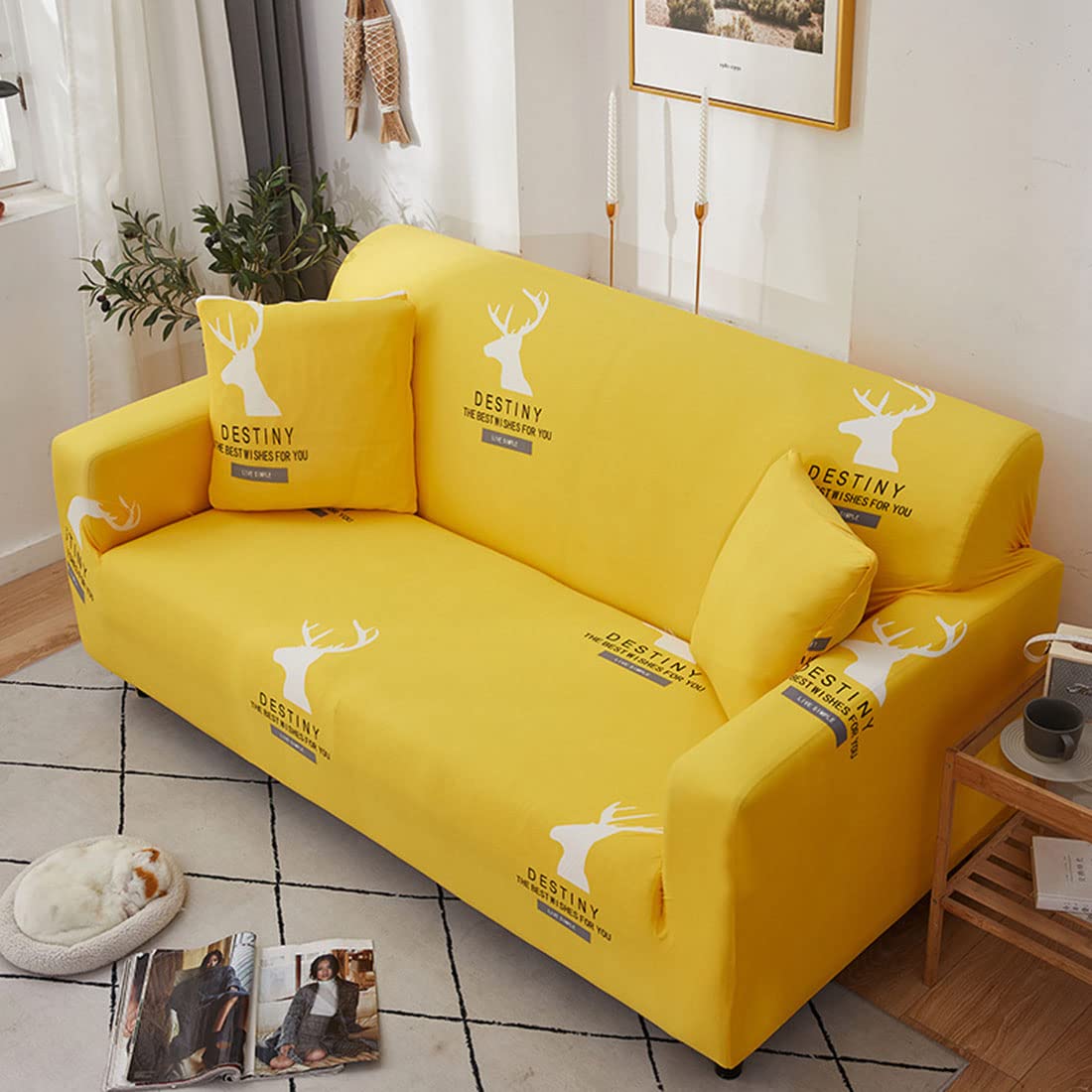 Housse de canapé imprimée pour salon chaleureux et familial
