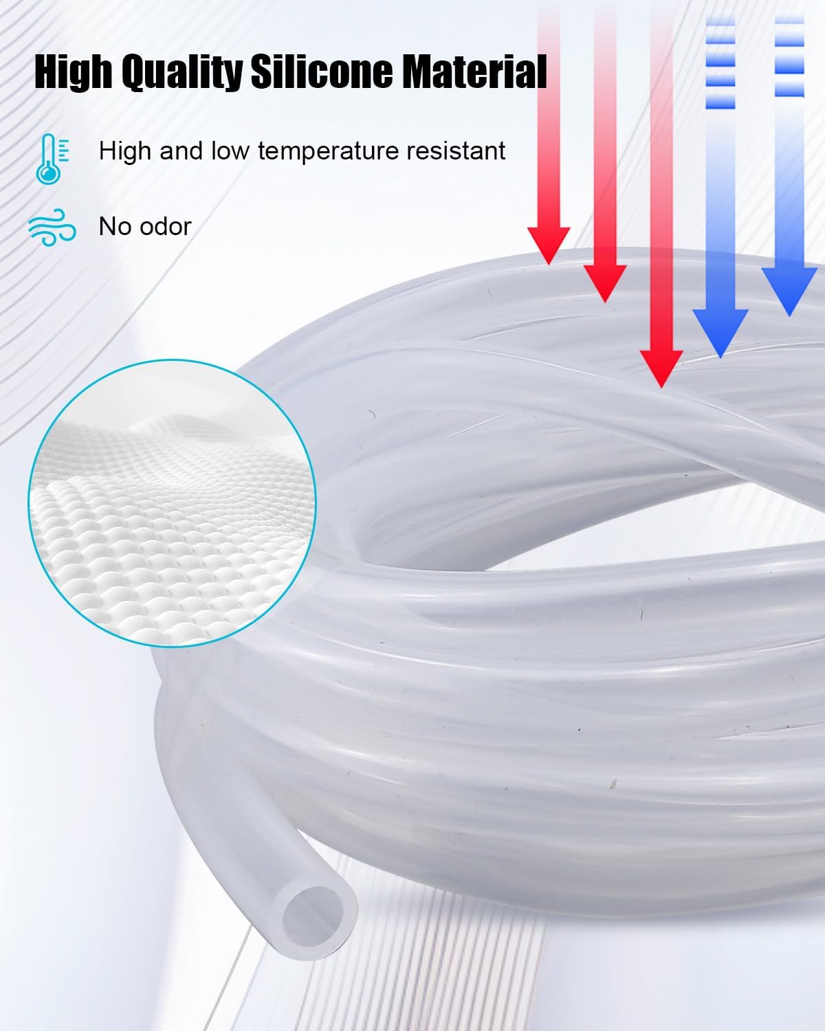 2Pcs 1/4" ID 100 FT+ 30 FT Pump Suction/Discharge Tubing Fit for Sten-ner Pump Replace AK4010W Suction Discharge Hose, Silicone Clear Tubing for Home Brewing and Water Delivery