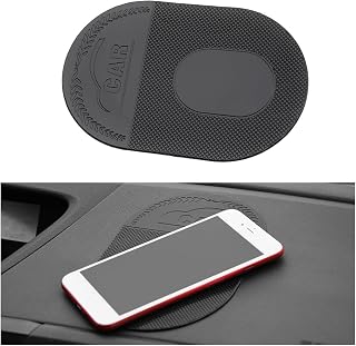 Car Dashboard Non Slip Mat, Multi-Functional PU Vehicle Dash Grid Sticky Adhesive Pad for Sunglasses Keys Coin, Washable Automotive Gripping Gel Pad Accessories, Universal Fit