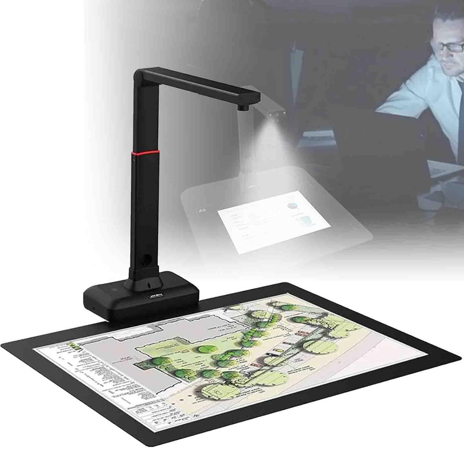 PixCy Escáner Superior A2/3, escáner Documentos con cámara 23 MP, reconocimiento Texto OCR y Altura Ajustable, tecnología descurvatura automática páginas Curvas, luz LED incorporada
