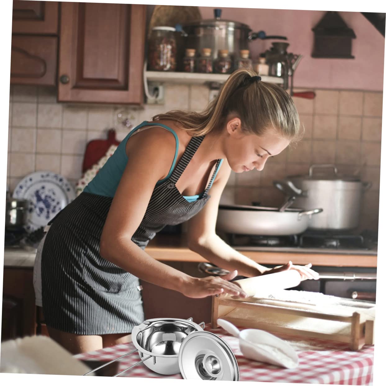 FUNOMOCYA Cheese Pot Small Pot Lid Melting Bowl for Butter Stainless Steel Baking Melting Bowl