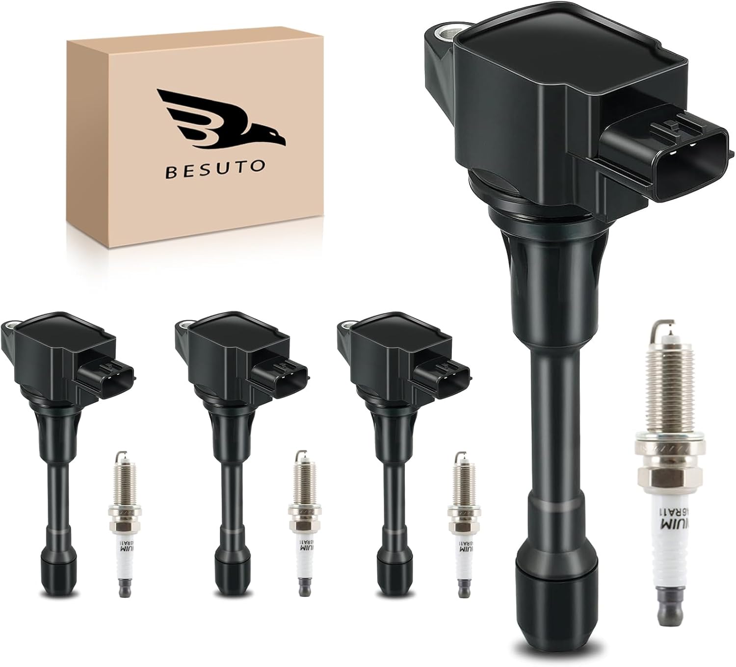Besuto Ignition Coils & Spark Plugs 8Packs Compatible with Nissan Altima 2.5L 2007-2018,Rogue 2.5L 2008-2020,Sentra 1.8L 2013-2019,Versa 1.6L 2009-2019,March 1.6L 2012-2018 & More Replace UF549 9029