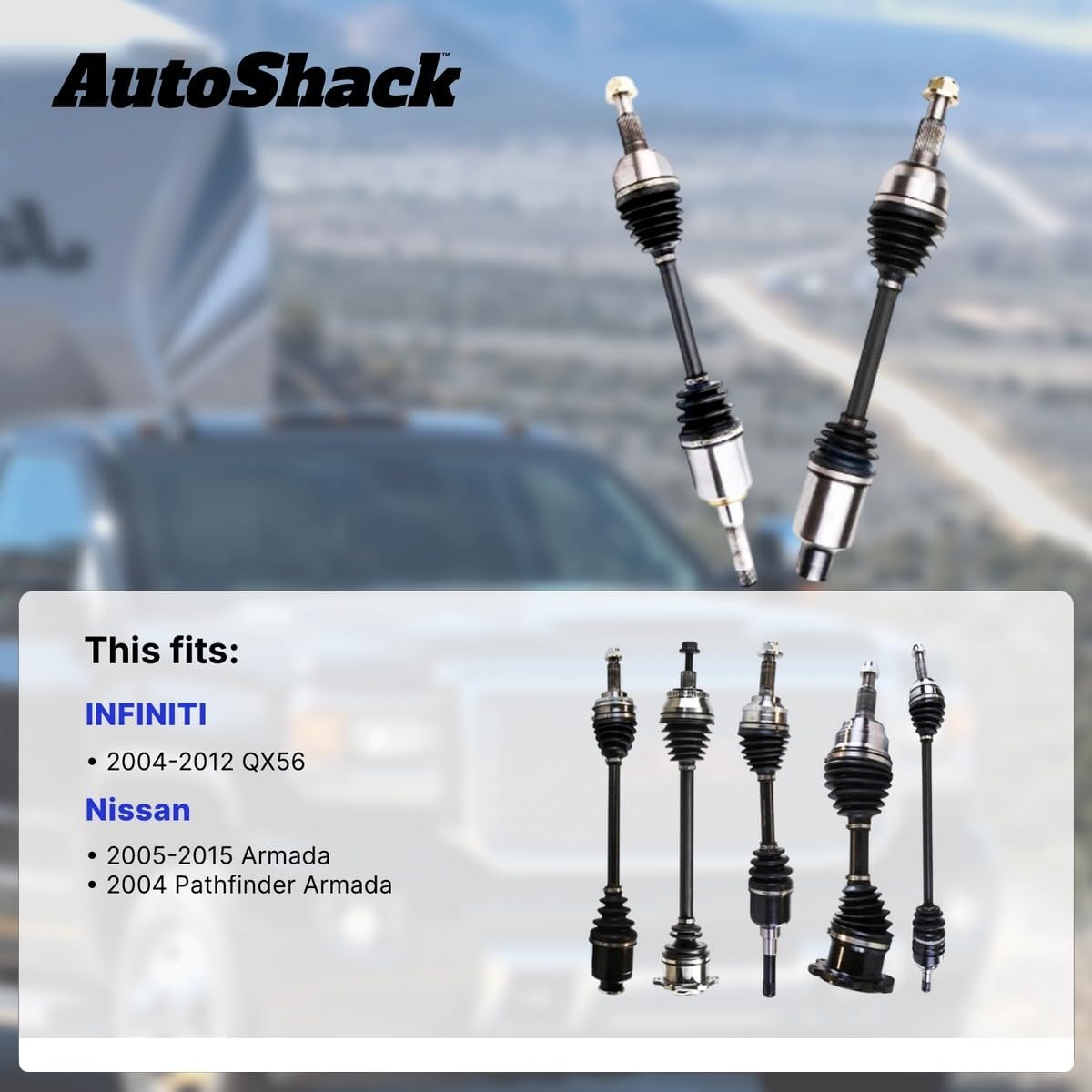 AutoShack Rear CV Axle Shaft for Nissan & INFINITI, Armada 2005-2015 QX56 2004-2012 Pathfinder Armada 2004, 4WD RWD V8 5.6L, Left and Right, Pair