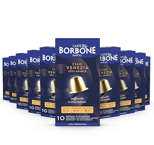 Caffè Borbone Ciao Venezia - Cápsulas de aluminio compatibles con máquinas originales Nespresso, tostado medio, 100 unidades