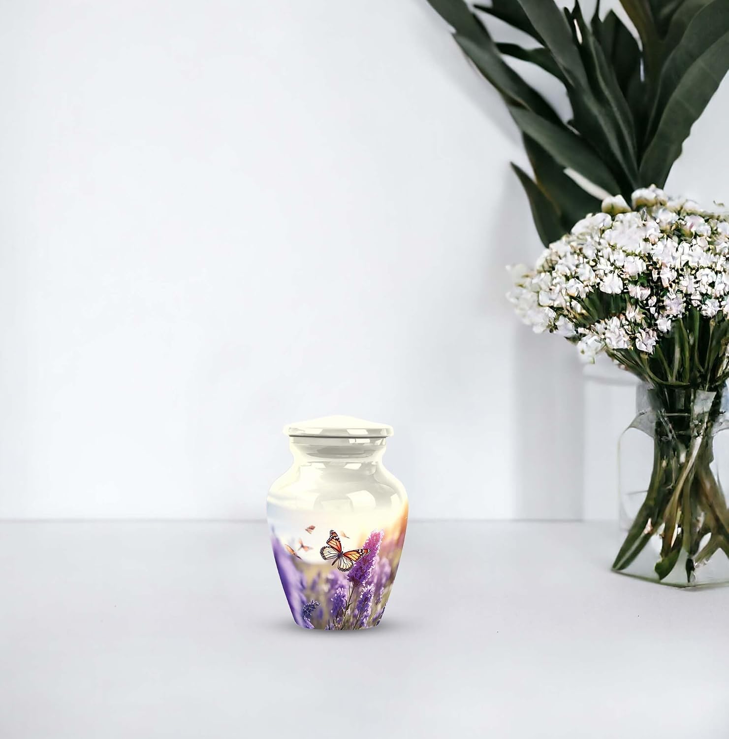 Monarchs and Lavender in The Golden Hour, Funeral Urns Small, Mini Keepsake Funeral Urn, Memorial Small Urns for Human Ashes, Urn Keepsakes for Ashes 3''