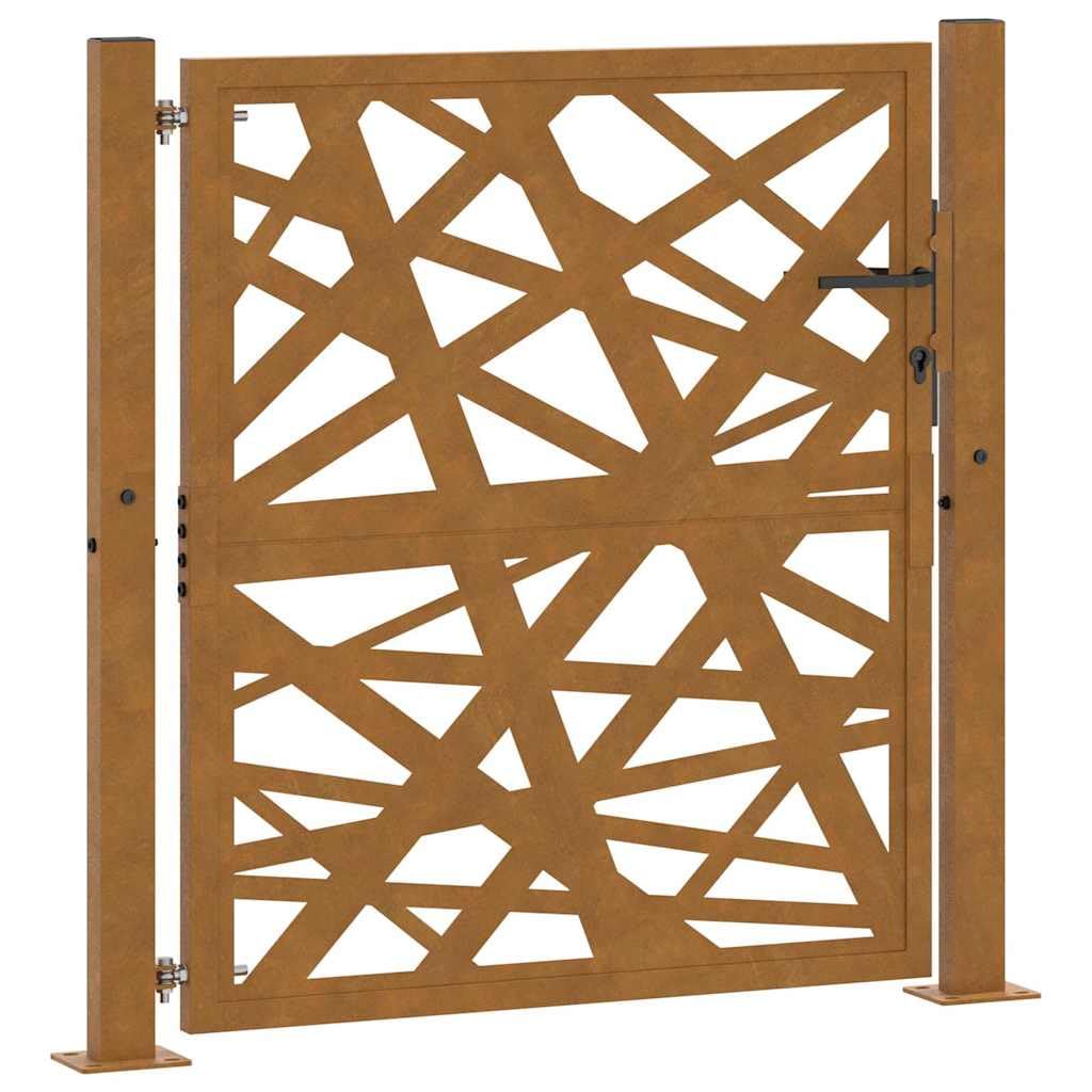 vidaXL Porte de Jardin Acier résistant aux intempéries Design lumière, Porte de clôture, Porte extérieure, Porte en métal, Porte de sécurité