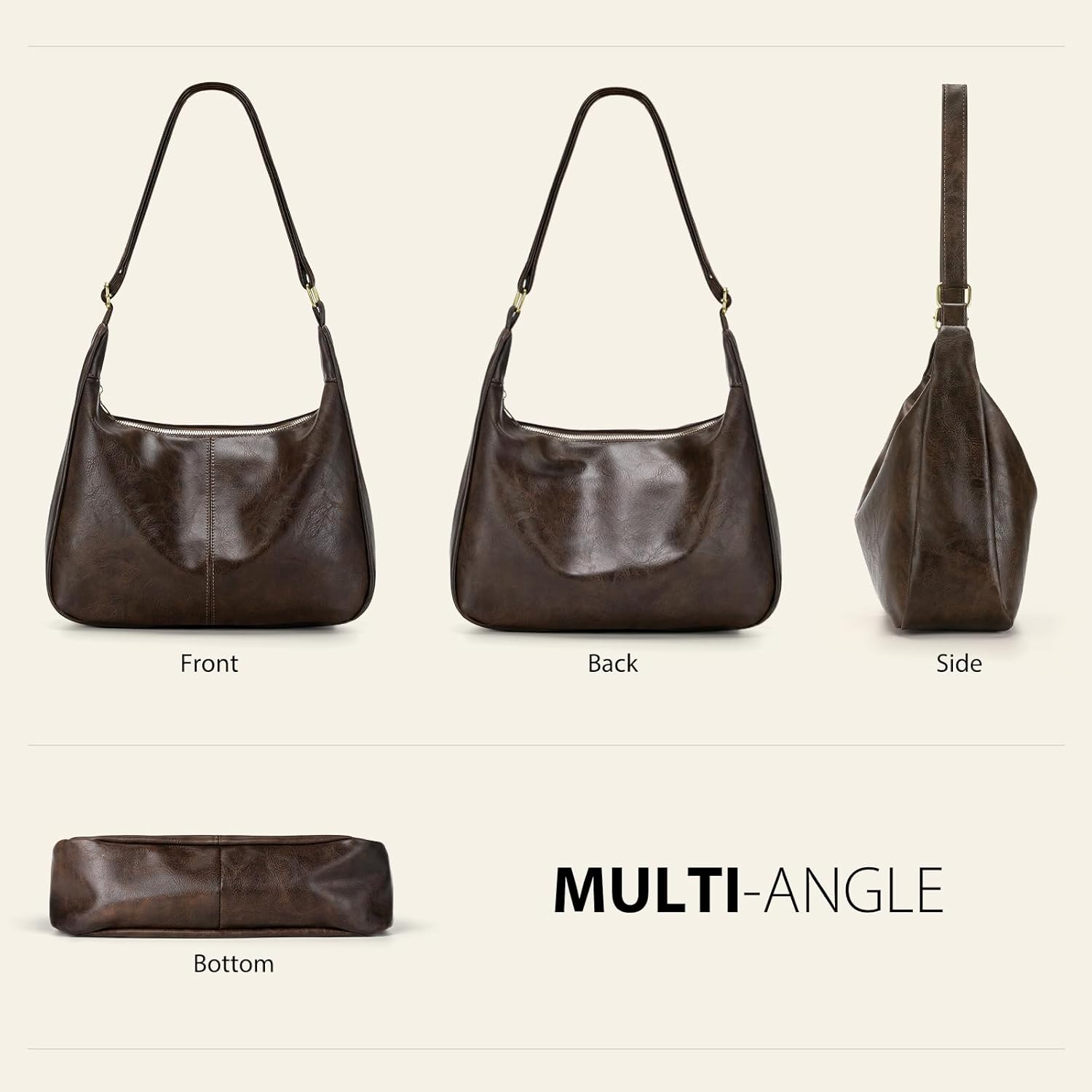 Sightor Hobo Bags for Women Leather Slouchy Bag Ultra Soft Vegan Purse Vintage Shoulder Bag Trendy Everyday Handbag - Image 6