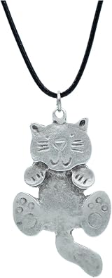 Kedi Deri ip Kolye - G m  Kaplama - Kad n Erkek Kolye - No915