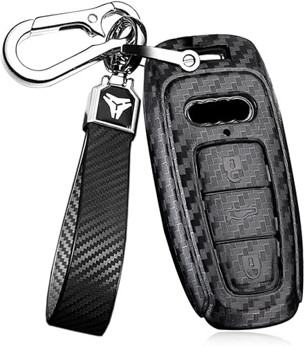 Miniatura 9 de ontto Funda para llave de automóvil con patrón de carbono para Audi 2018 en adelante, para A6L, A6, A7, A8, Q7, Q8, E-Tron, A3, S3, S6, SQ7, RS6,