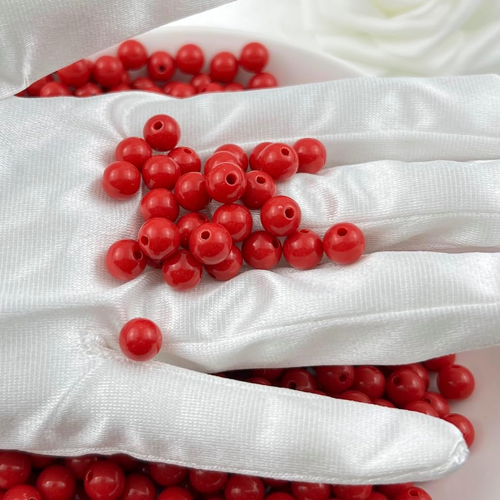 400pcs 8MM Acrylic Round Beads - Bright Red - Image 3