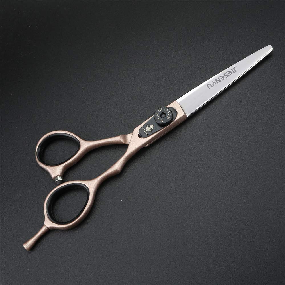 JIESENYU Tijeras de peluquería de 6 pulgadas, oro rosa, tijeras de pelo de letras negras de tornillo de peluquería profesional juego de tijeras de peluquería