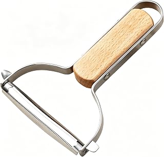 Large Y Veg Peeler, Wide Serrated Stainless Steel Blade Wood Handle | Practical cabbage peeler with built-in potato eye remover, lightweight compact kitchen tool. Ideal gift for home cooking