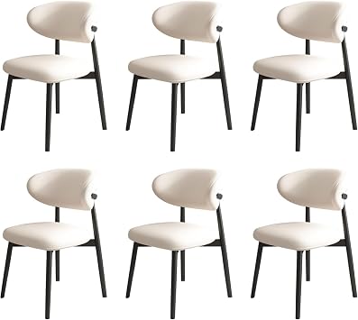 Wooden Dining Chairs Set of 2 of 4 of 6 Kitchen Chairs Comfortable Cushion, Ergonomic Design, No Need to Feel Tired After Sitting for A Long Time, Easy to Install Black + White 6PASS