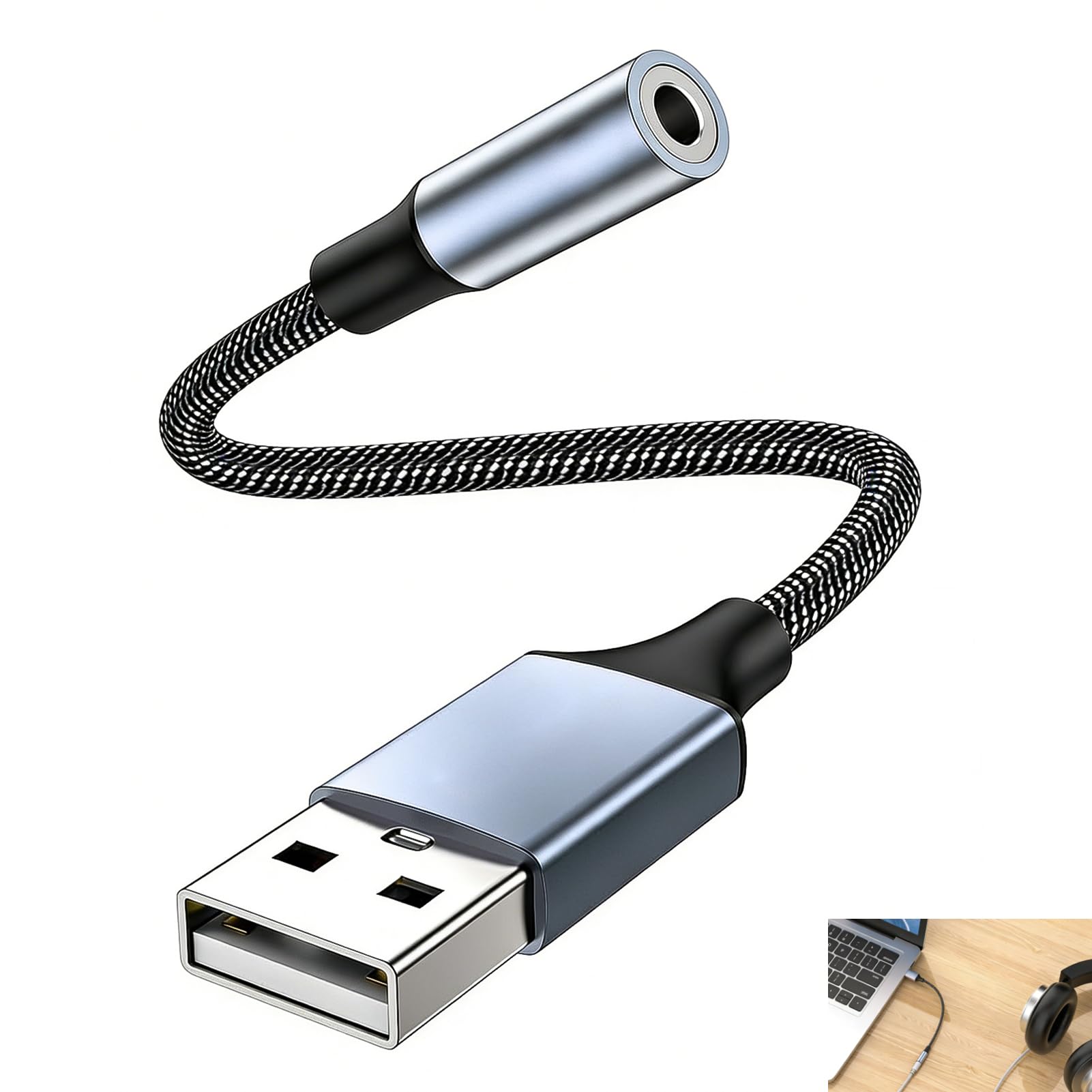 Adaptateur USB vers Jack 3.5mm, Adaptateur USB Audio Carte Son Externe TRRS Audio et Micro, Plug and Play sans Pilote, Compatible avec Switch Raspberry Pi PC Windows macOS Linux - 1