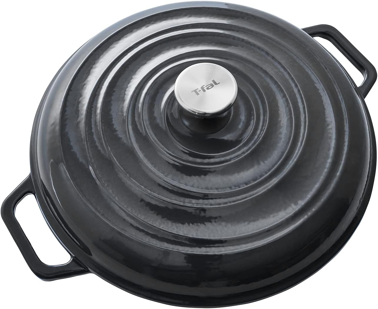 T-fal Cast Iron Enameled Casserole Dish 3.5 Quart Induction Oven Broiler Safe 500F Pots and Pans, Cookware Grey