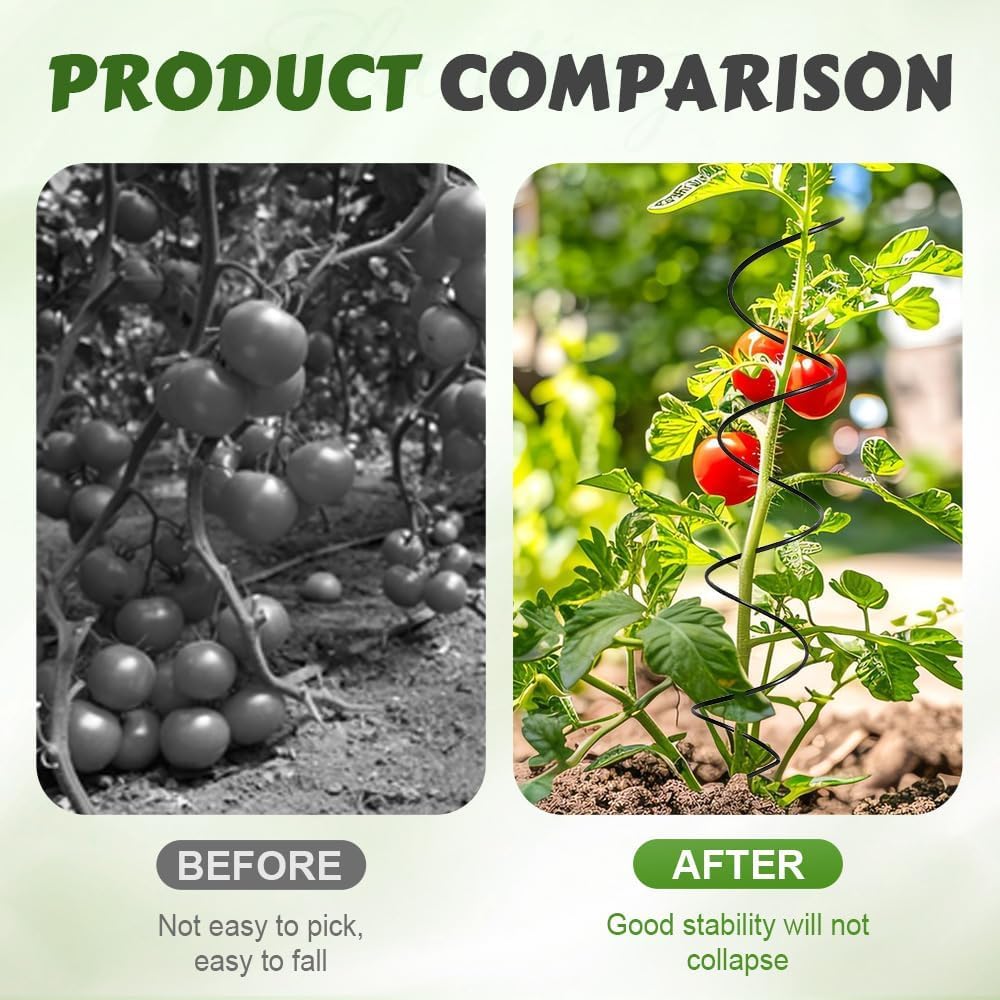 Palo Twist per pomodoro, torsione di pomodoro, pali per pomodori intrecciati, paletti a spirale per pomodori, torre rampicanti per piante (6 pezzi)