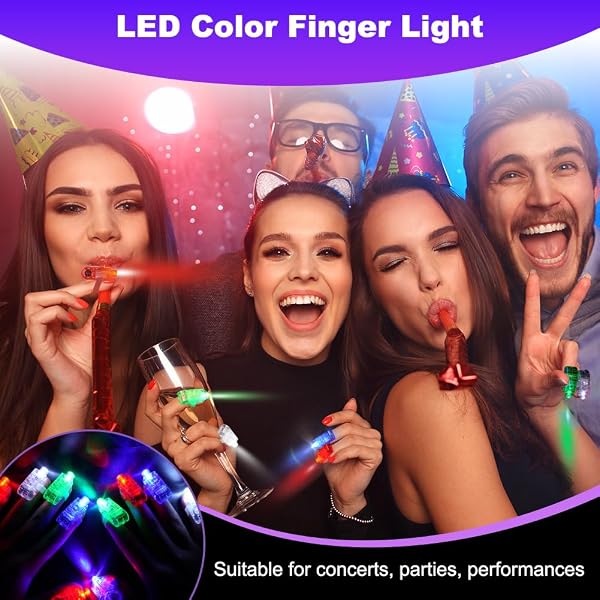 Ainiv 60 Pezzi Luci Da Dito LED, Dito Bastoncini Anello Giocattoli, Sacchetti per Feste Di Compleanno, Carnevale, Halloween, Natale, Feste, 4 Colori - 4