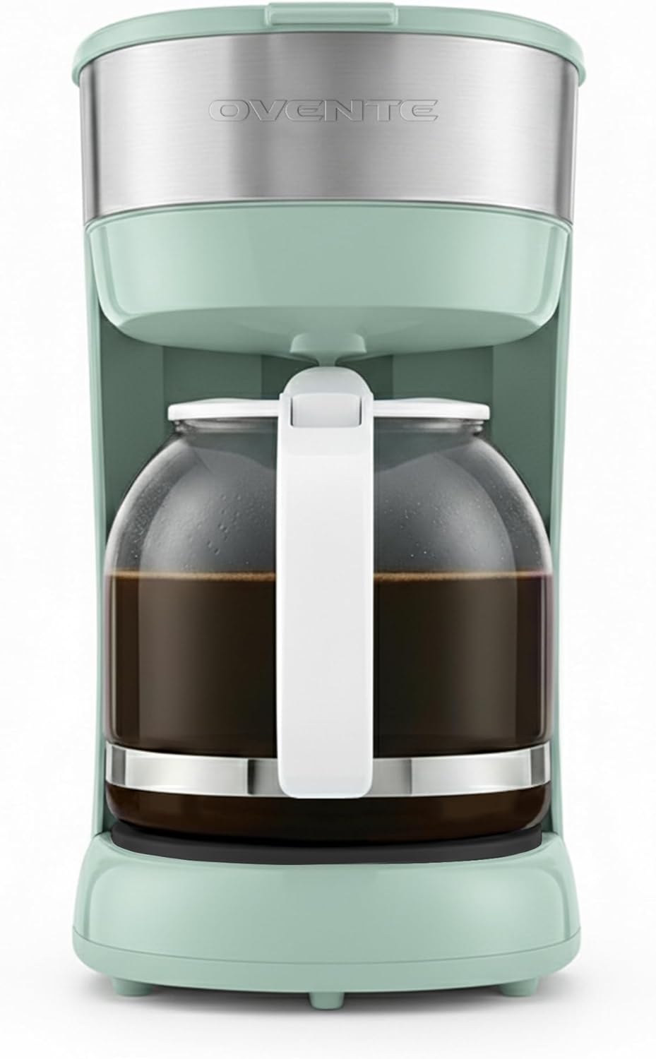 OVENTE 12-Cup Drip Coffee Maker with Borosilicate Glass Carafe, One-Touch Operation Machine, Anti-Drip System, Reusable Filter and Clear View Water Gauge, Ideal for Home or Office, Light Teal CM412LBL