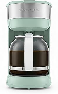 OVENTE 12-Cup Drip Coffee Maker with Borosilicate Glass Carafe, One-Touch Operation Machine, Anti-Drip System, Reusable Filter and Clear View Water Gauge, Ideal for Home or Office, Light Teal CM412LBL