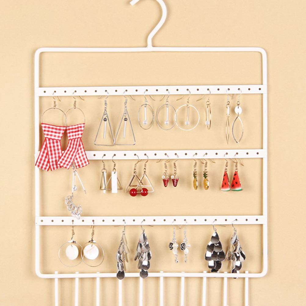 Supporto Da Parete Per Orecchini E Collane – Organizer A Tre Livelli In Metallo Bianco – 36x27x3,5 Cm - 6