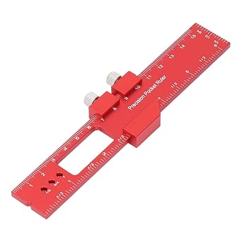 Aluminum Woodworking Pocket Ruler 6in, Adjustable Stop