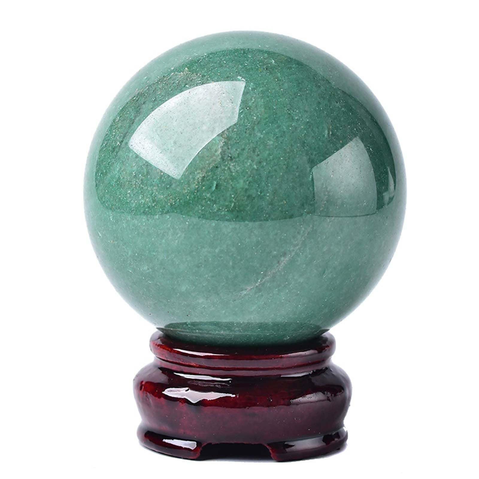 Bola de Cristal de aventurina Verde Natural con Soporte de Madera,