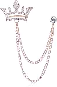 Amazon.com: Vavhoo Cross Crown Long Chain Brooch Rhinestone
