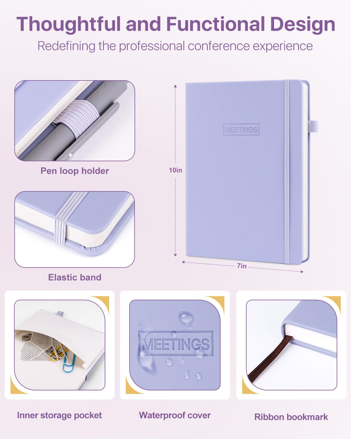 WEMATE Hardcover Meeting Notebook, B5 Work Planner Notebook With Action Items - Image 4