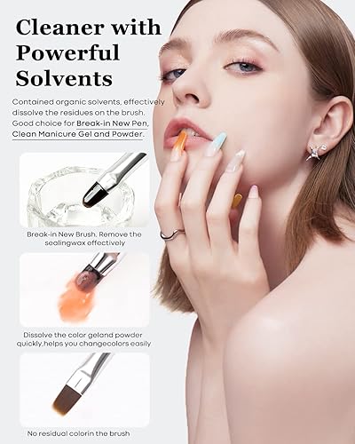 Miniatura 6 de modelones Limpiador profesional de pinceles de uñas para limpiar gel sólido de 2.7fl oz + 21 colores paleta de manicura de gel sólido + 2 pinceles